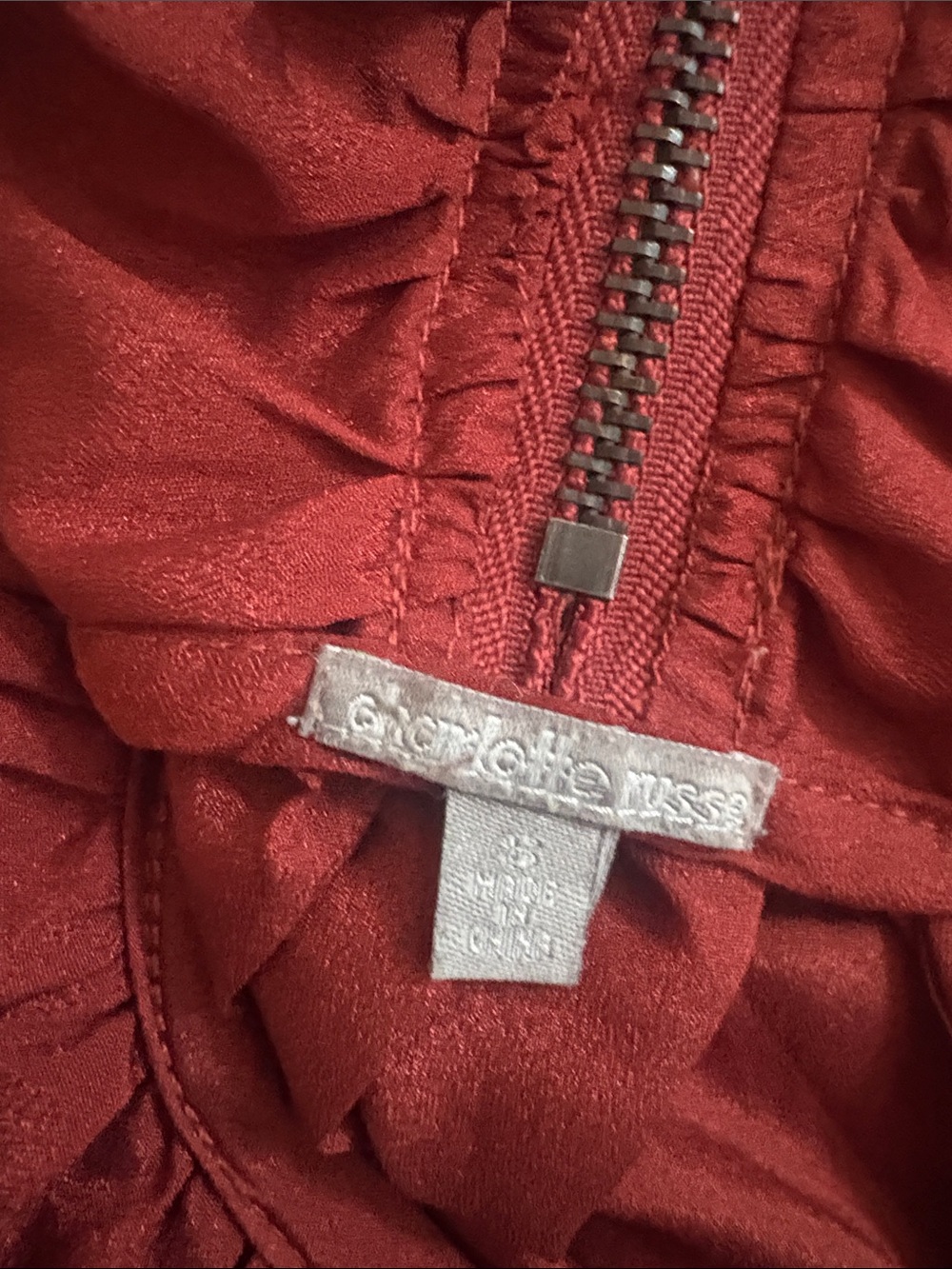 Charlotte Russe Ruffle Zip Rust Tank - Picture 3 of 6